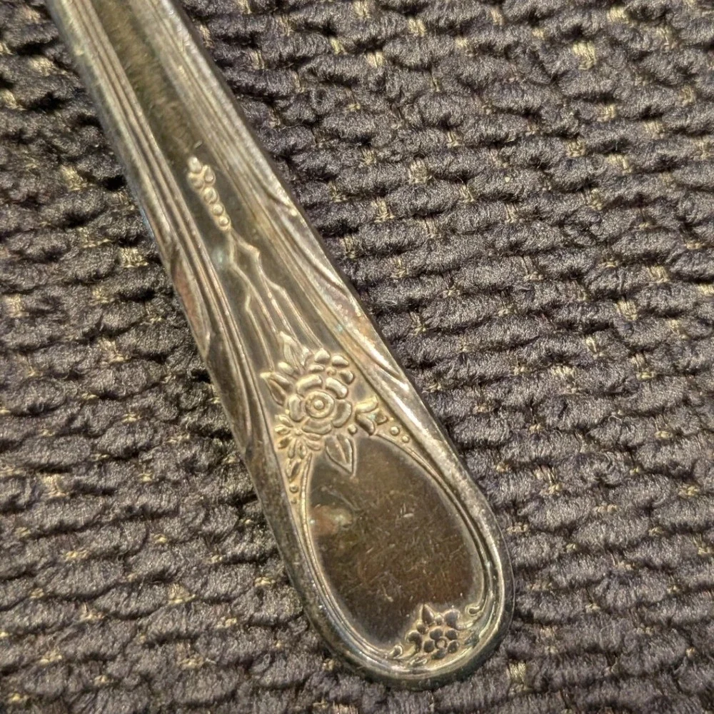 Vintage Newport Silver Plate Spoon Set 5pc Floral Rose Mid-Century Flatware